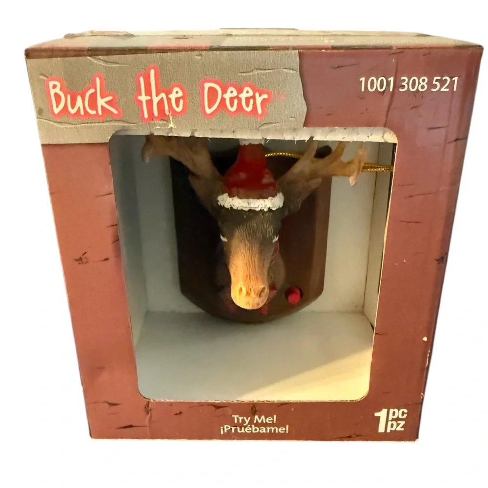 2015 Gemmy Buck The Deer Trophy Wall Mounted Singing 3” Christmas Ornament New